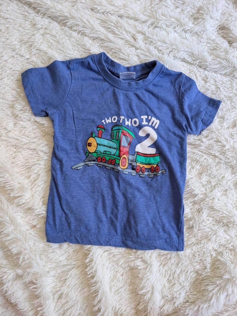 Unordinary Toddler Blue 'Two I'm 2' Train Toddler T-Shirt Short Sleeve Size 2T